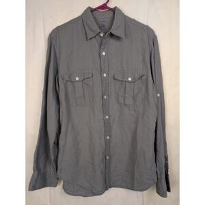 J. Crew grey Baird McNutt Irish linen button up shirt Size Medium Preppy Minimal
